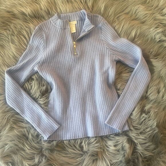 Forever 21 Girls Ribbed Quarter Zip Sweater, 9/10 - Picture 1 of 9